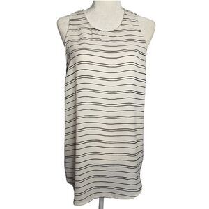 Who What Wear Tank Sheath Top Blouse Stripe Long Button Back XL Womens